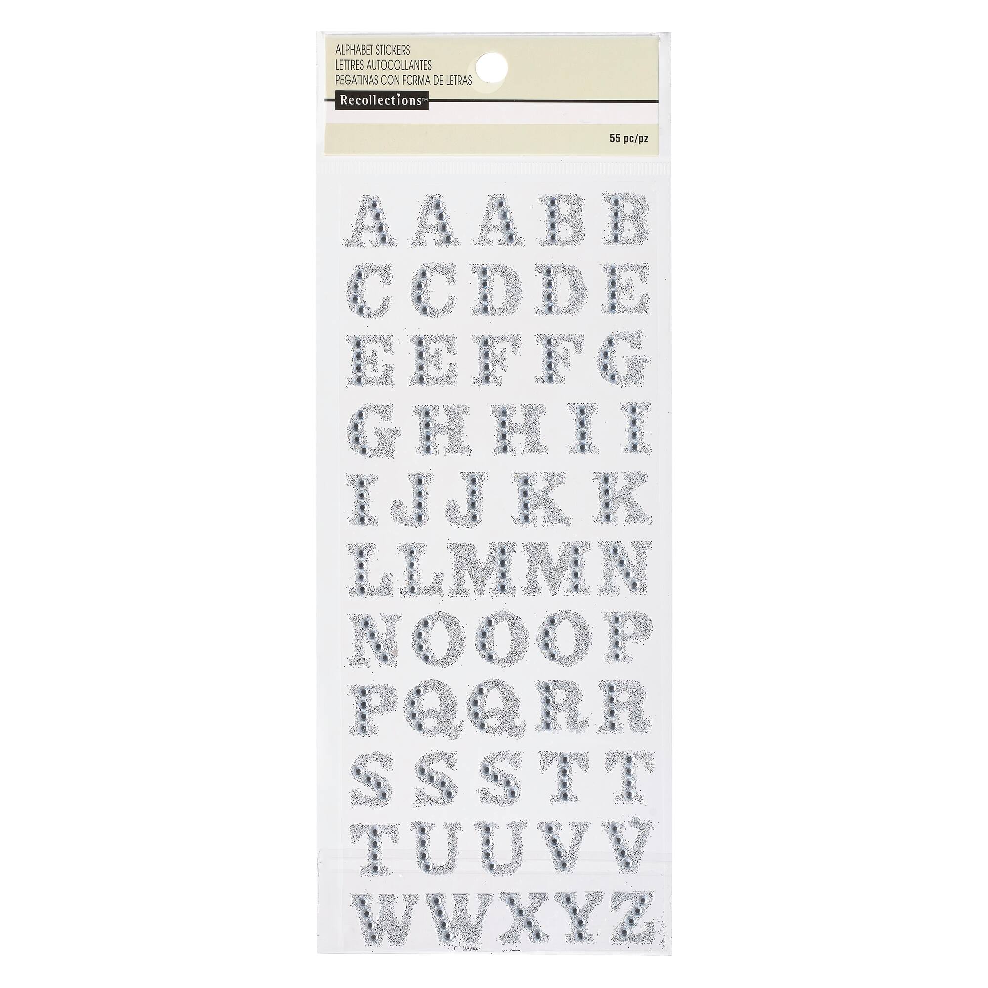 12 Packs: 55 ct. (660 total) Glitter Rhinestone Alphabet Stickers by Recollections™